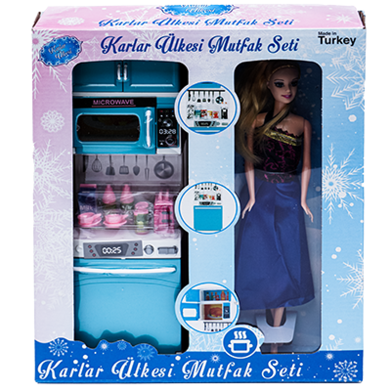 Set papusa cu bucatarie si masina de spalat